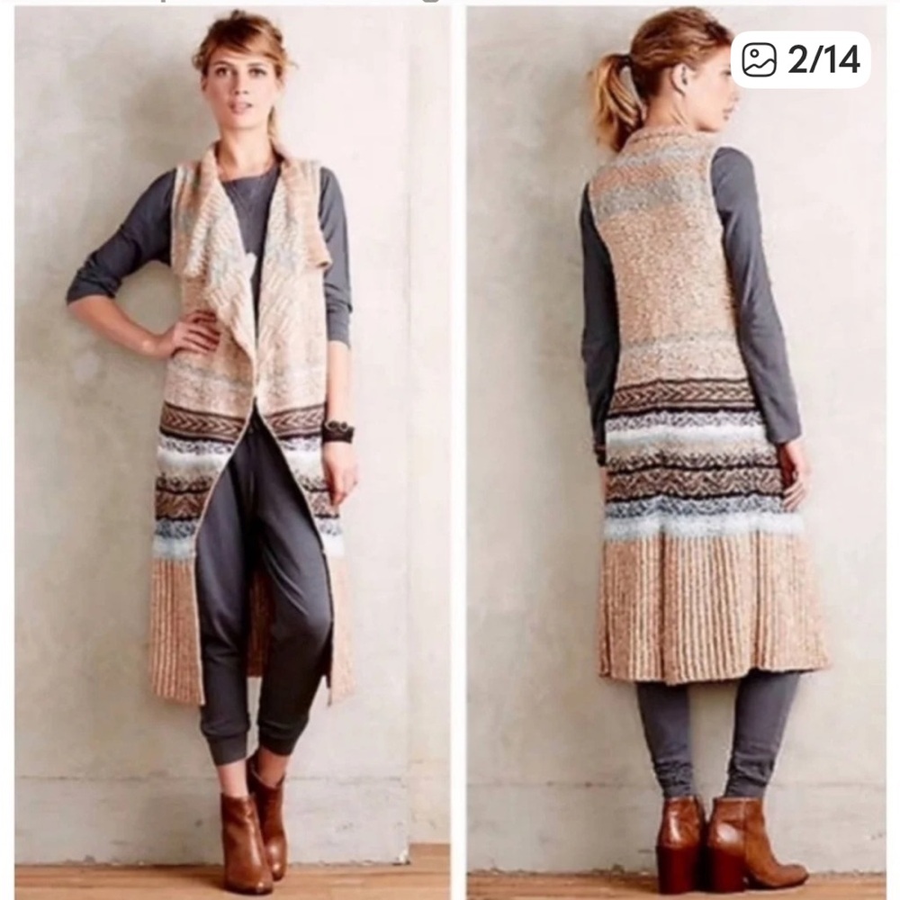 Anthropologie Sleeping On Snow Oullins Long Cardigan Vest Very Soft